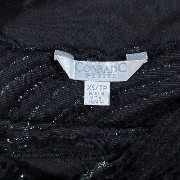 Conrad C Petite Black Top Partially Sheer with‎ Metallic/Black Design Size XS/TP - Picture 8 of 12